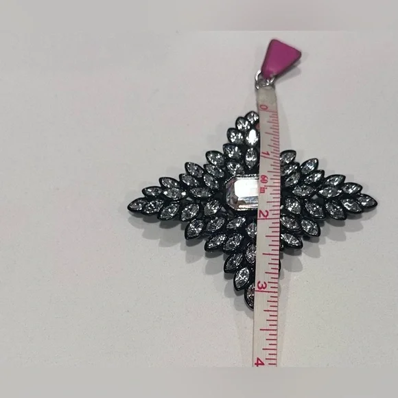 Kenneth Jay Lane Black Line Crystal Cruciform Brooch